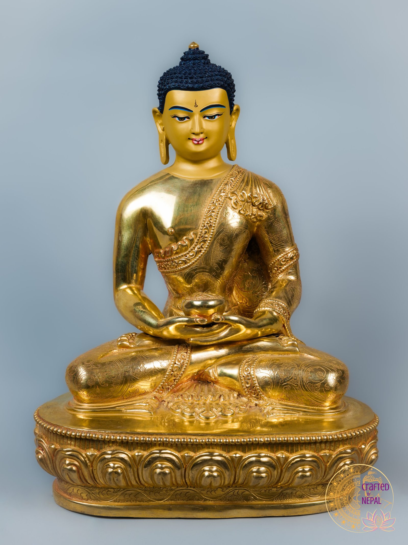 Handcrafted Amitabha Buddha Statue | 24K Gold | 10 inch