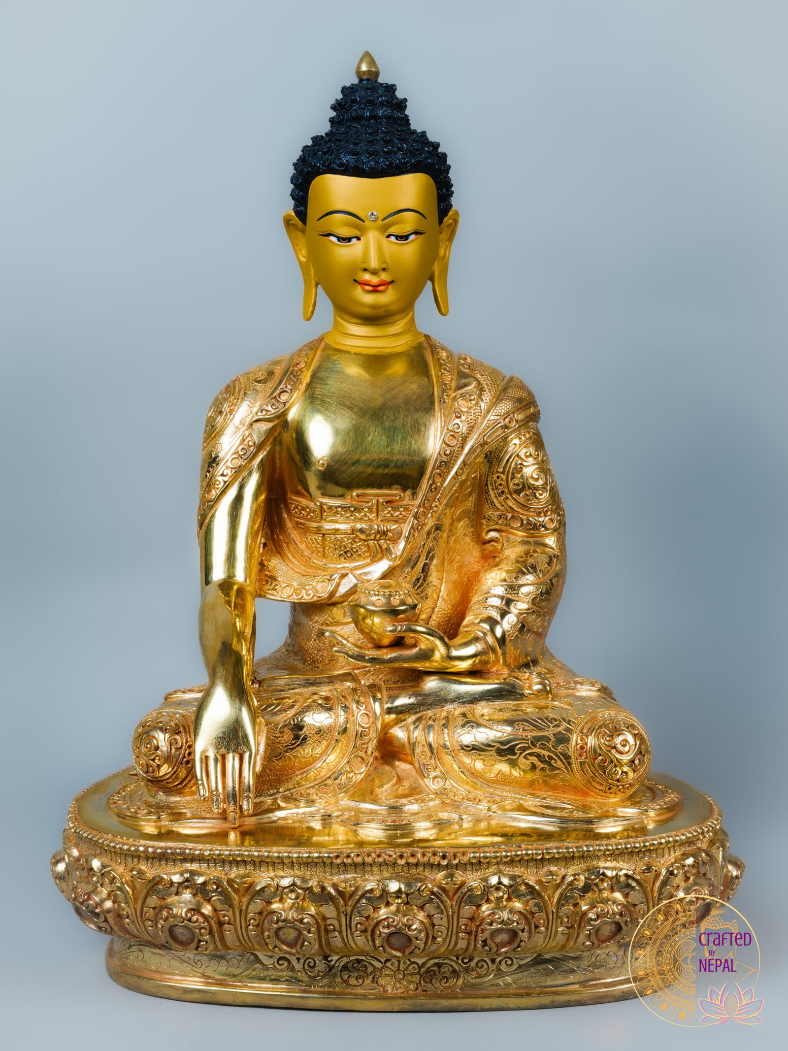 Handcrafted Shakyamuni Buddha Statue | 24K Gold | 13.25 inch