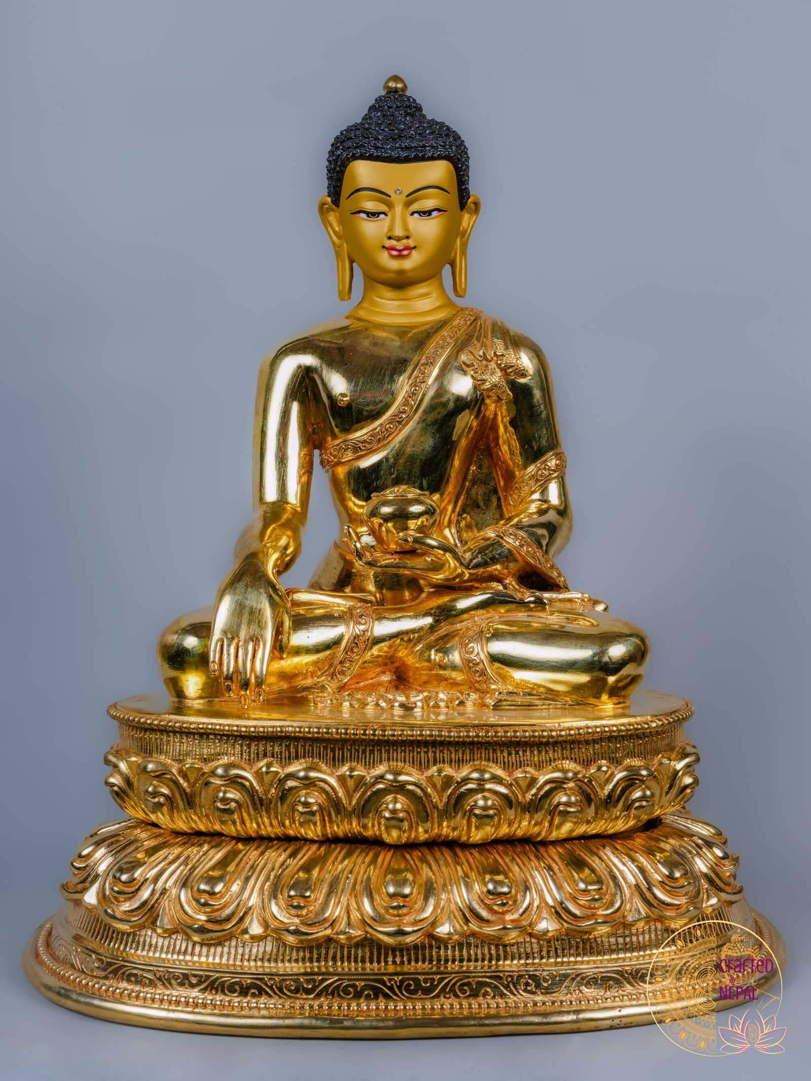 Handcrafted Shakyamuni Buddha Statue | 24K Gold | 13.5 inch
