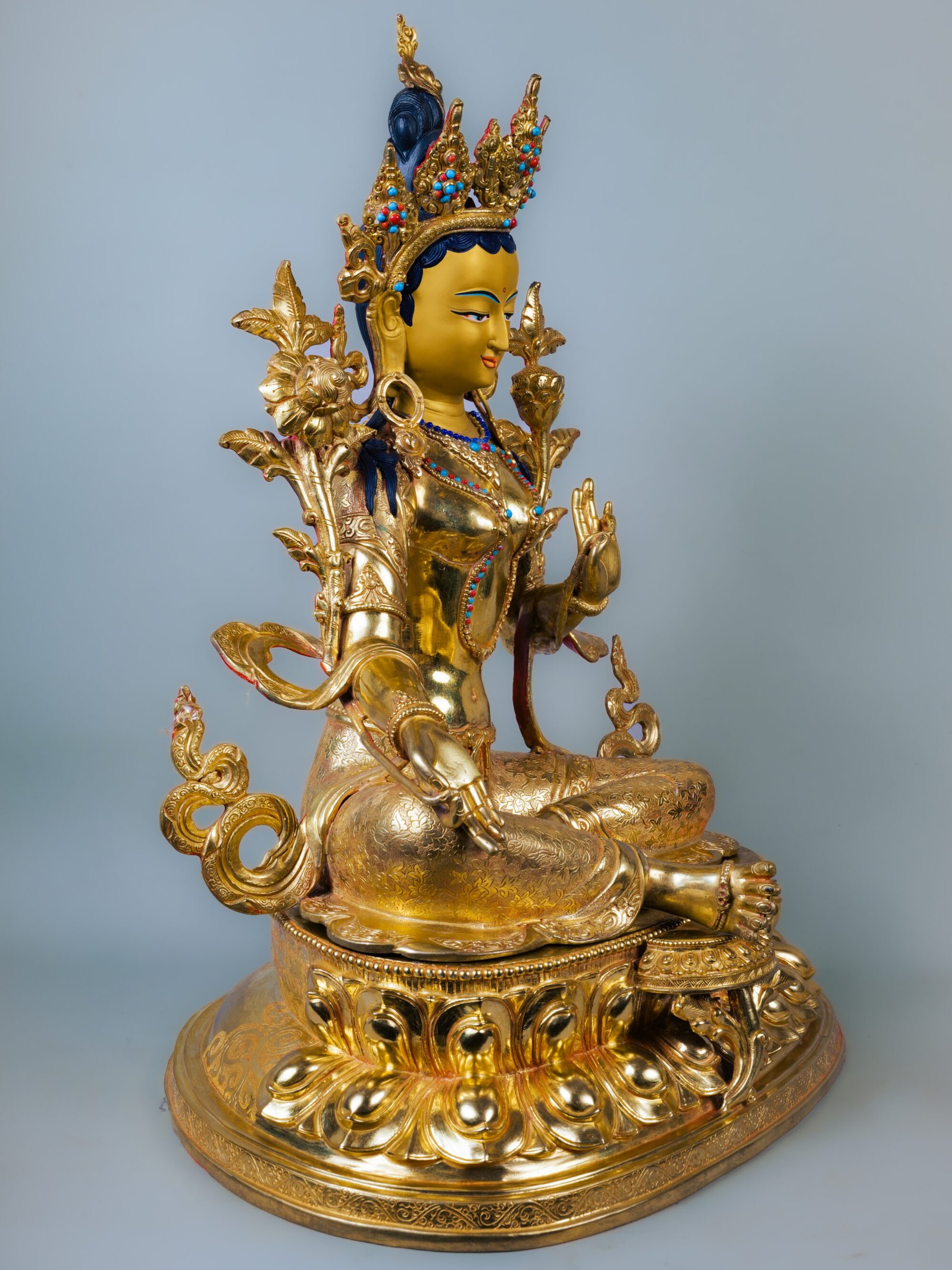 Goddess Green Tara Statue | 24K Gold | 18 inch - Image 2