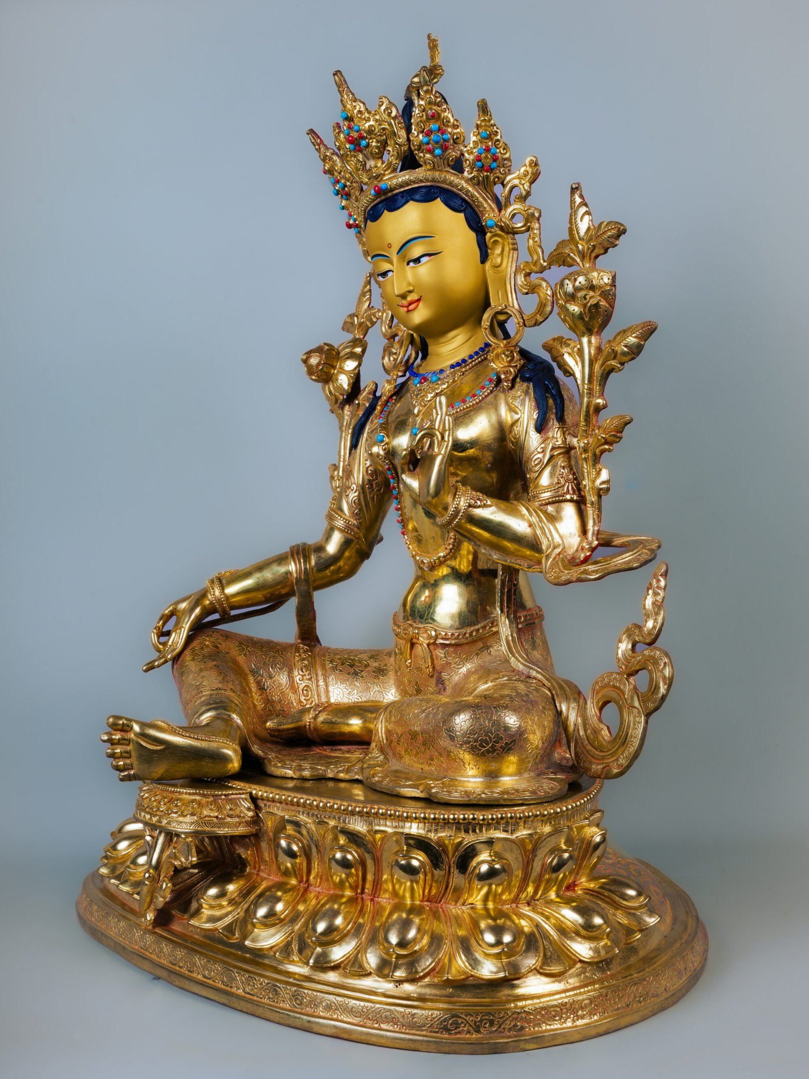 Goddess Green Tara Statue | 24K Gold | 18 inch - Image 3