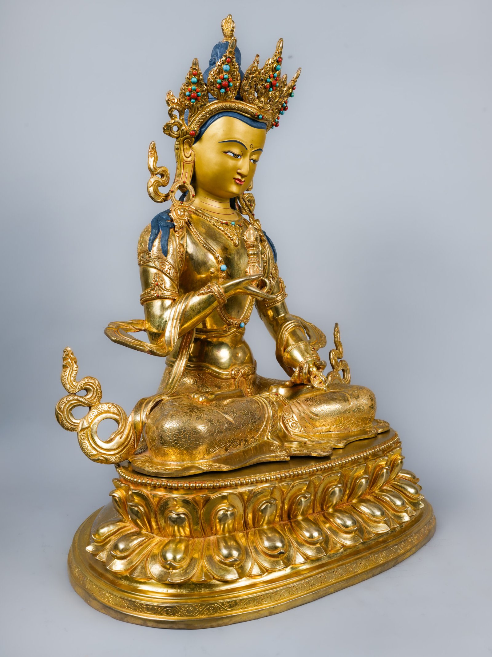 Handmade Gold-Plated Vajrasattva Statue – The Bodhisattva of Purification | 18 inch - Image 2