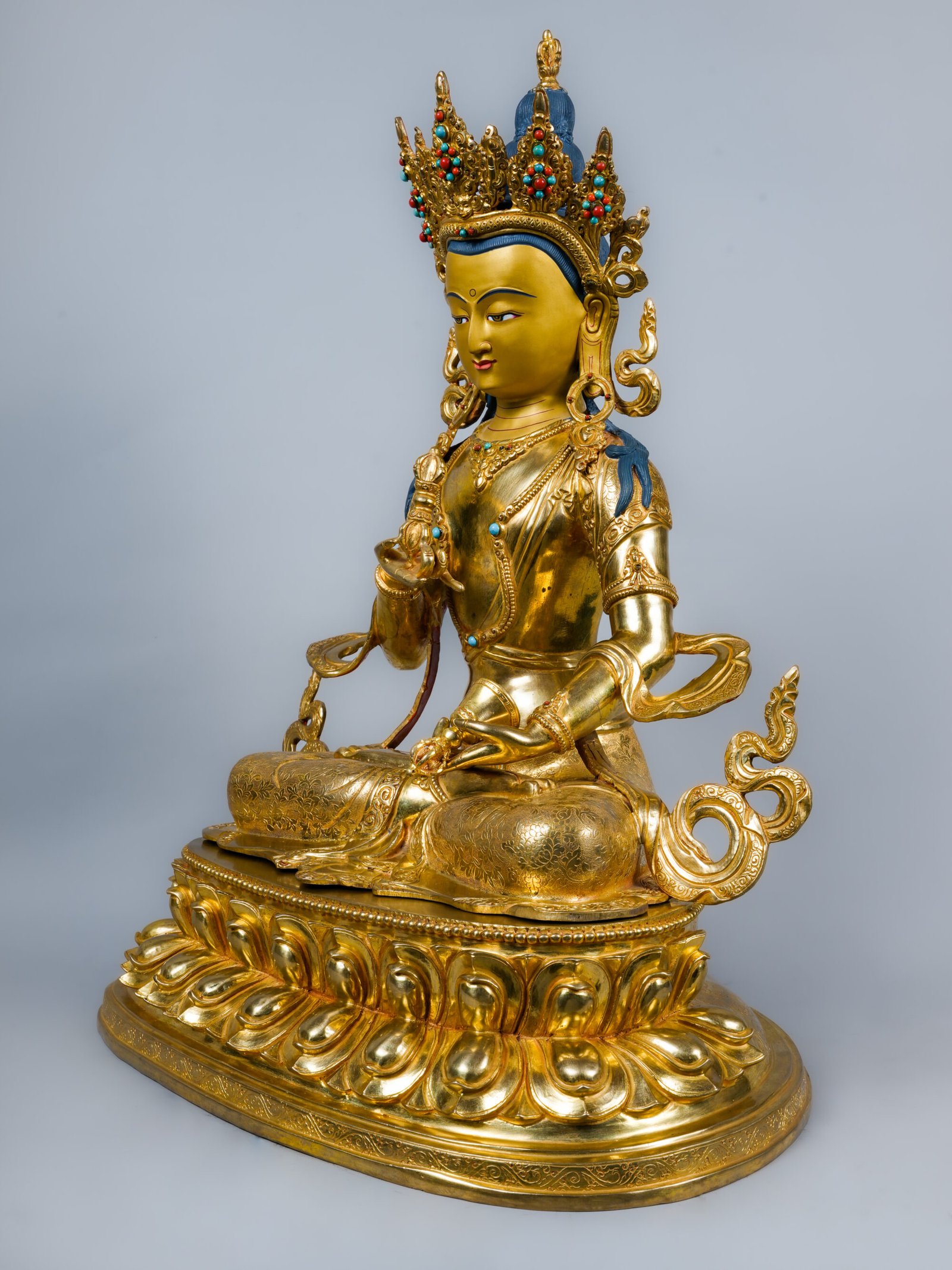 Handmade Gold-Plated Vajrasattva Statue – The Bodhisattva of Purification | 18 inch - Image 3
