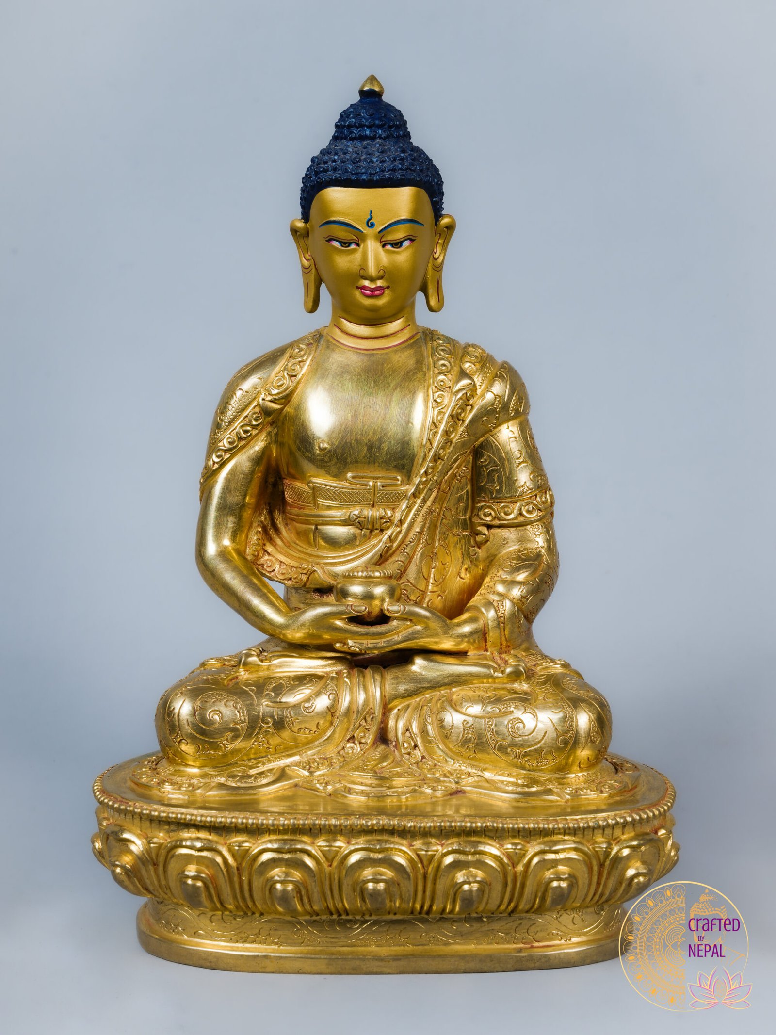 Handcrafted Amitabha Buddha Statue | 24K Gold | 8.5 inch