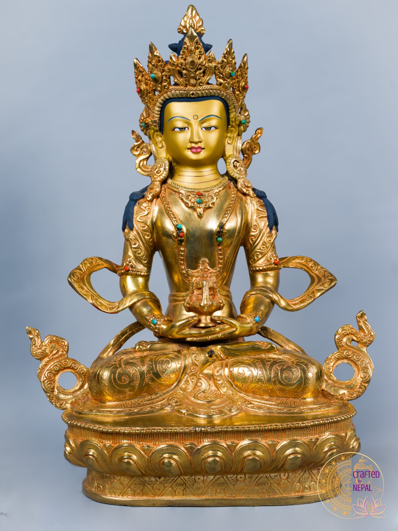 Handmade Amitayus Buddha Statue – The Buddha of Infinite Life & Longevity | 13 inch