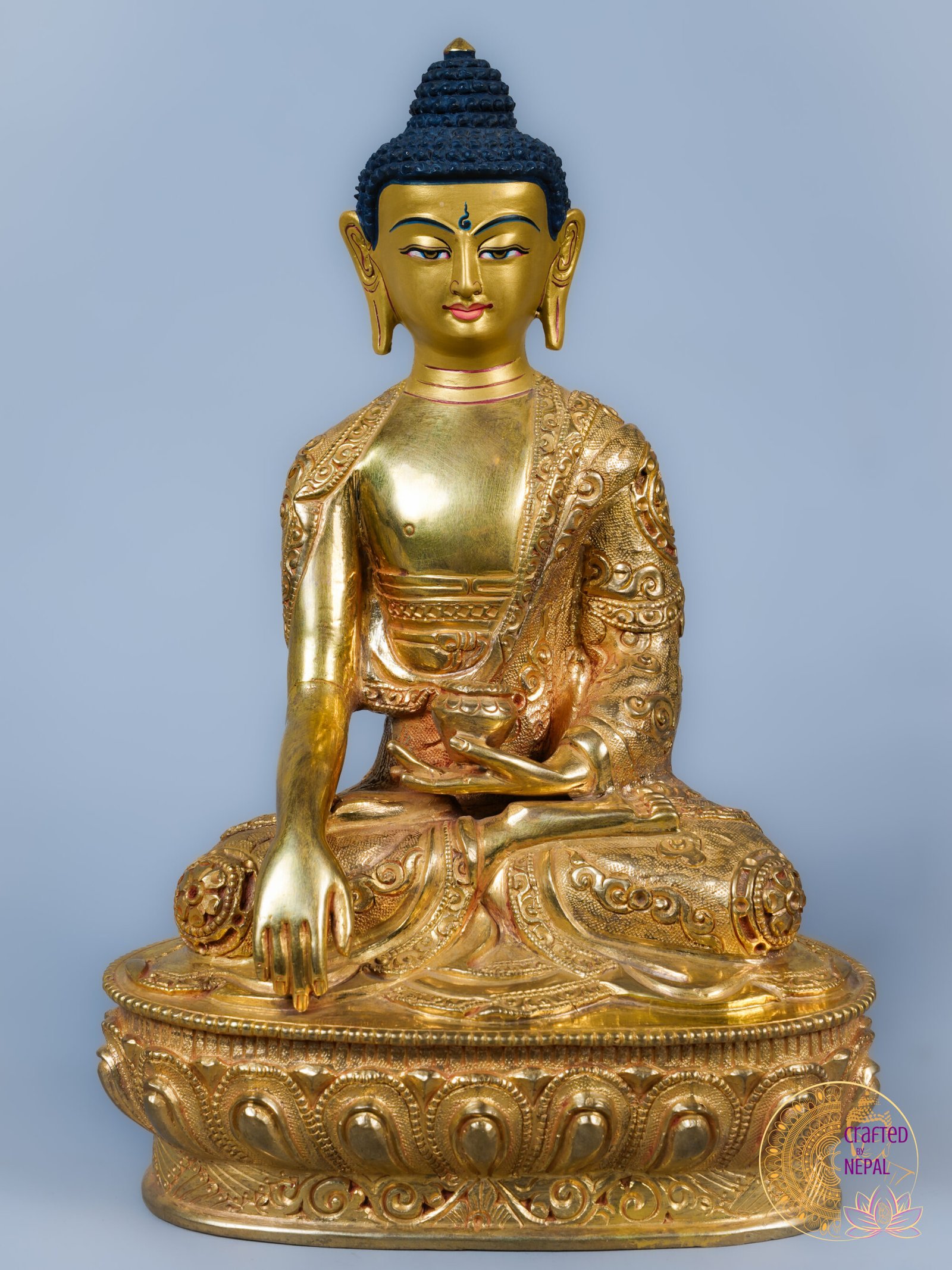 Handcrafted Shakyamuni Buddha Statue | 24K Gold | 8 inch